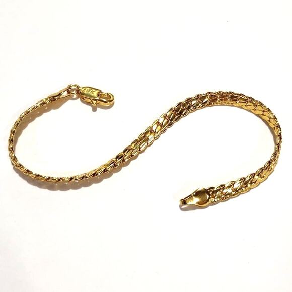 18k Genuine Gold Plated Bracelet Cuban Snake Chain Valentine's Birthday Gift NEW - Picture 2 of 4